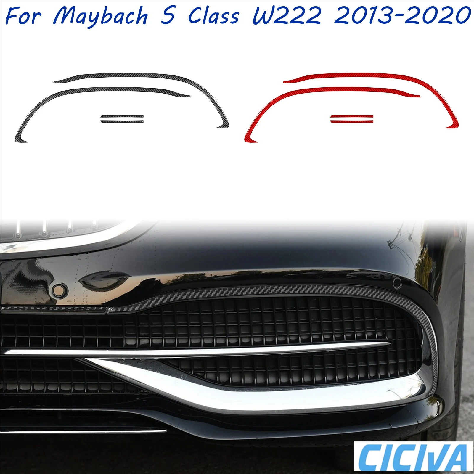 

For Mercedes Benz S Class Maybach W222 2013-2020 Front Fender Lip Carbon Fiber Cover Sticker Decorative Interior Car Accessories