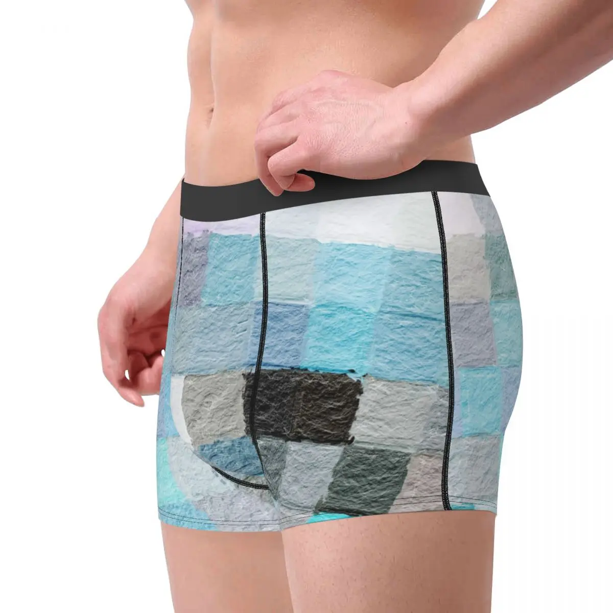 Abstract Mosaic Of Pastel Man Underwear Geometric Colorful  Boxer Briefs Shorts Panties Sexy Breathable Underpants for Male