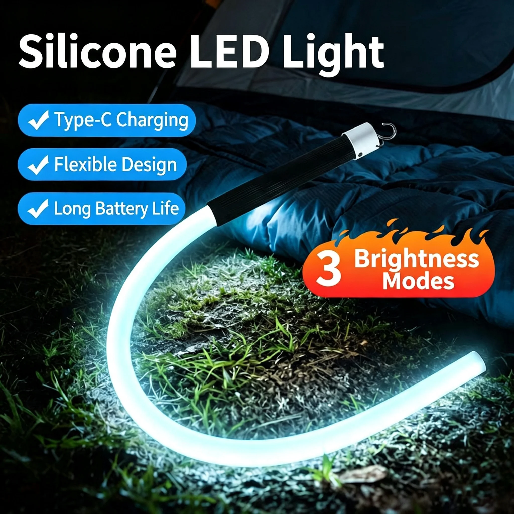 Flexible Foldable Soft Silicone LED Mechanic Light 360° Rotatable Rechargeable Work Strip Lamp Car Repair Light for Narrow Space