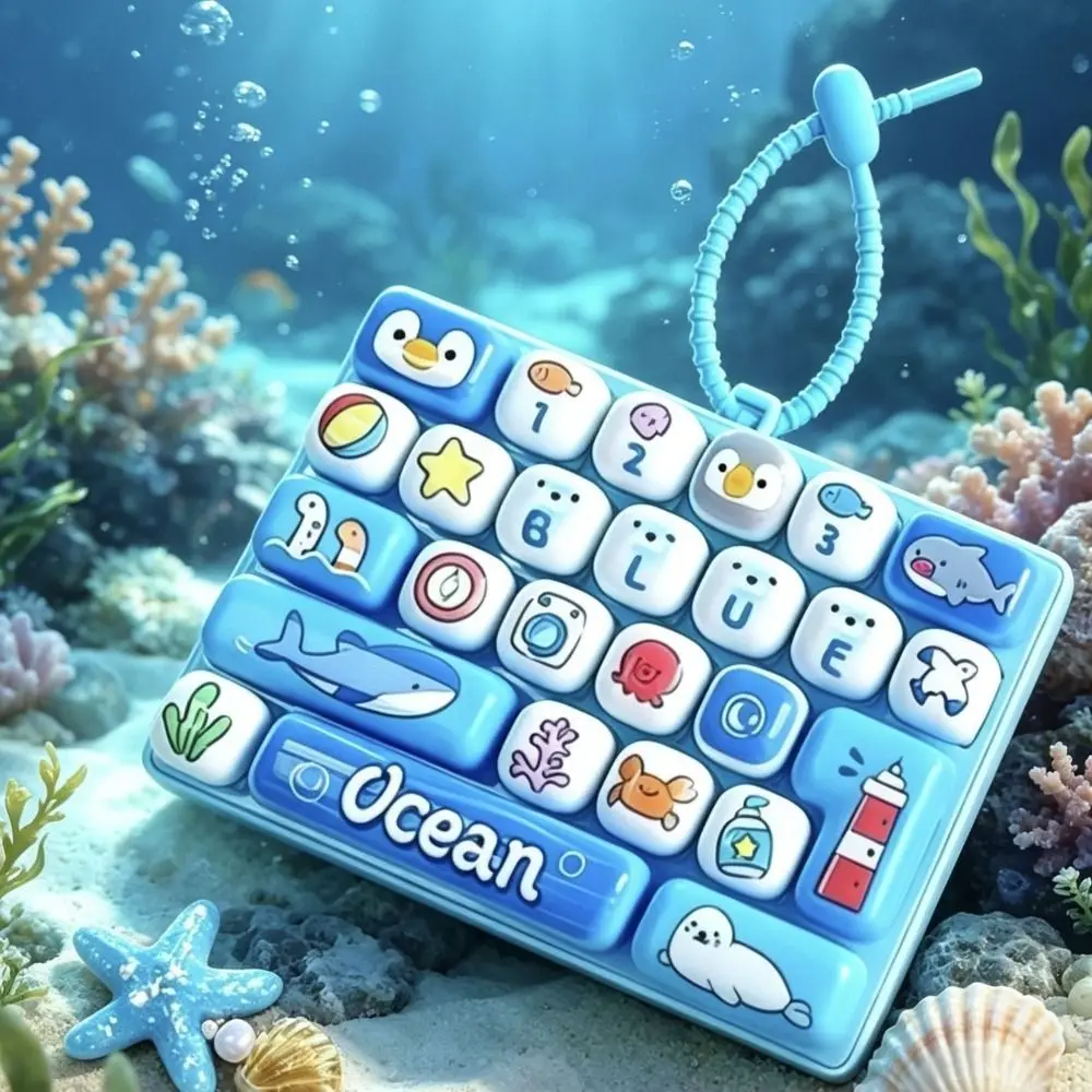 Durable 26-key Stress Relief Decompression Toy Keychain Clear Key Sounds Press Button Toy Gifts Portable Keyboard Toy Bag Charm
