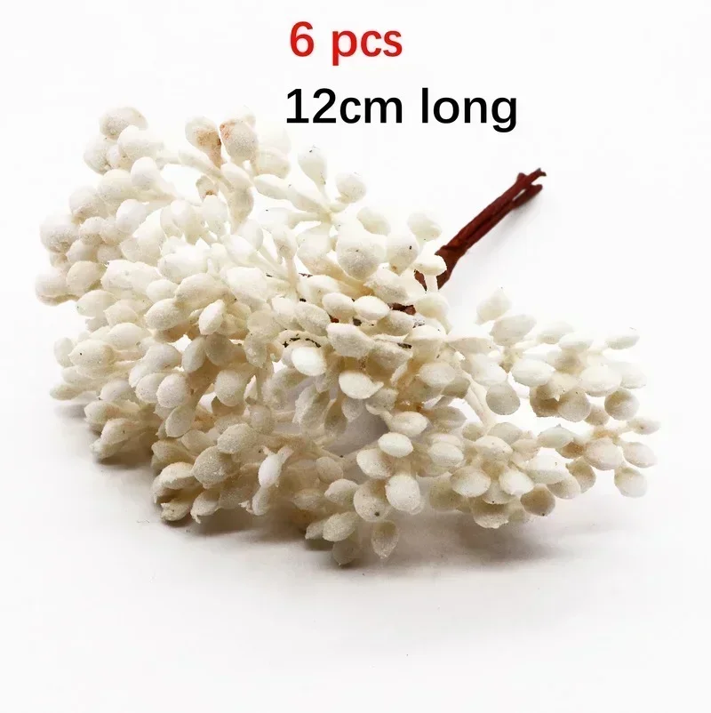 6/10/12/20/24/200pcs White Hybrid Flower Cherry Stamen Berries Bundle DIY Cake Christmas Wedding Gifts Box Wreaths Decor