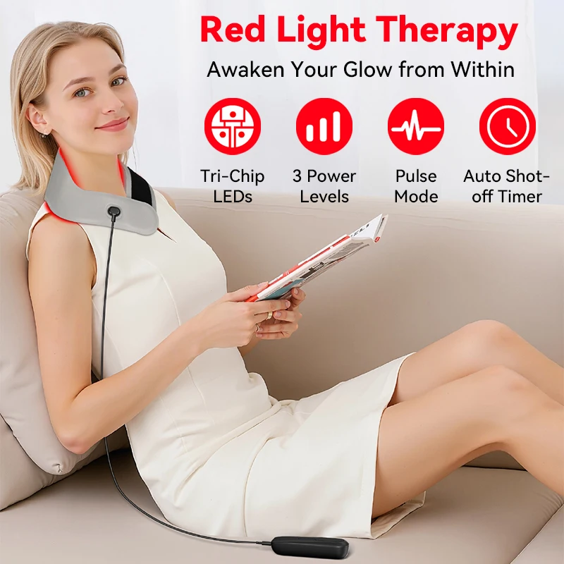 جهاز تجميل للعناية بالرقبة من KEMOKO 850 نانومتر علاج بالضوء بالأشعة تحت الحمراء القريبة تدليك الرقبة لآلام الرقبة والكتف وتخفيف التعب وتخفيف الآلام