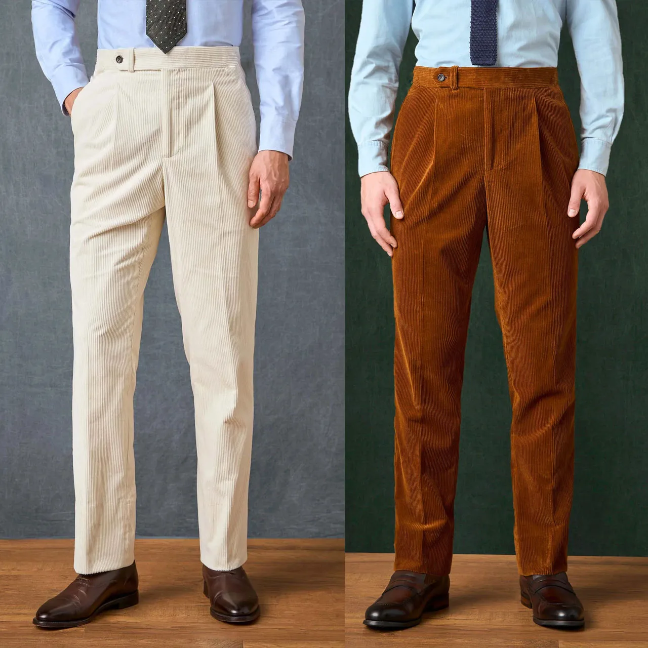 عالية الجودة الشتاء الرجال دعوى بانت سروال قصير عادية عالية الخصر مزدوجة مطوي السراويل الرجال مستقيم فضفاض الخريف الأعمال بنطلون