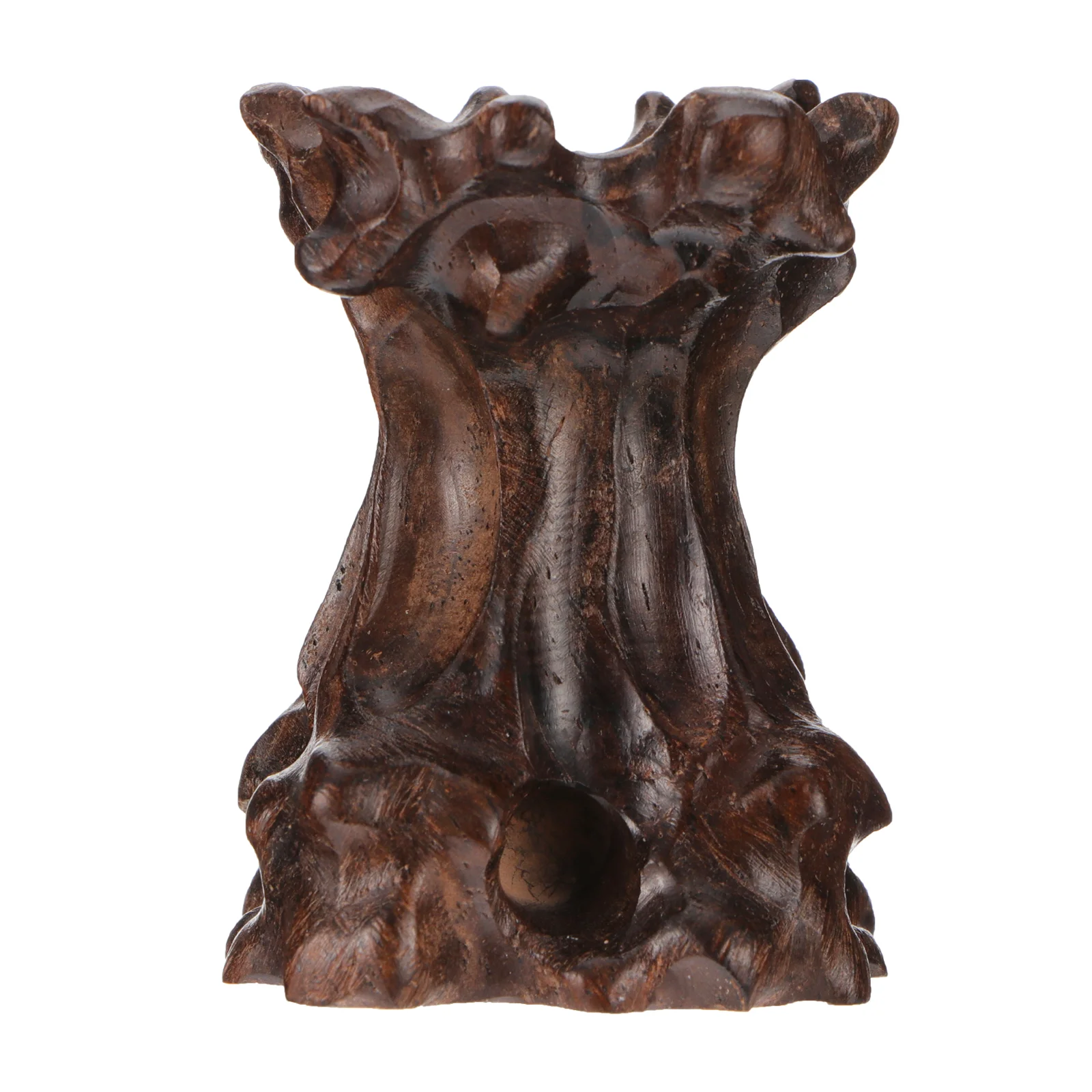 Wood Carving Base 35cm High 6cm Diameter BlackWood Root Sculpture Crystal Stand Decorative Wooden Display Easel for Stones