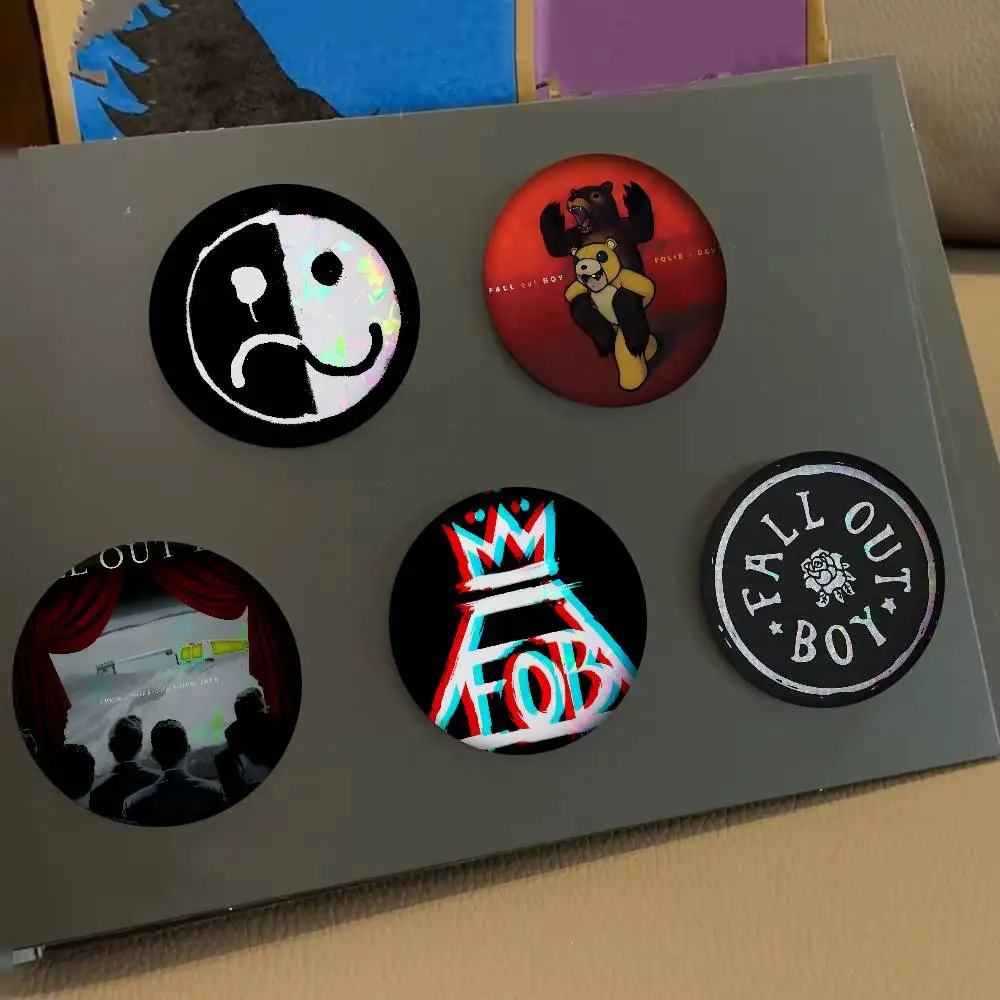 Band F-Fall Out Boy Round Laser Anime Creative Tinplate Soft Button Pins Animal Icon Brooch Lapel Backpack Badge Accessories Pin