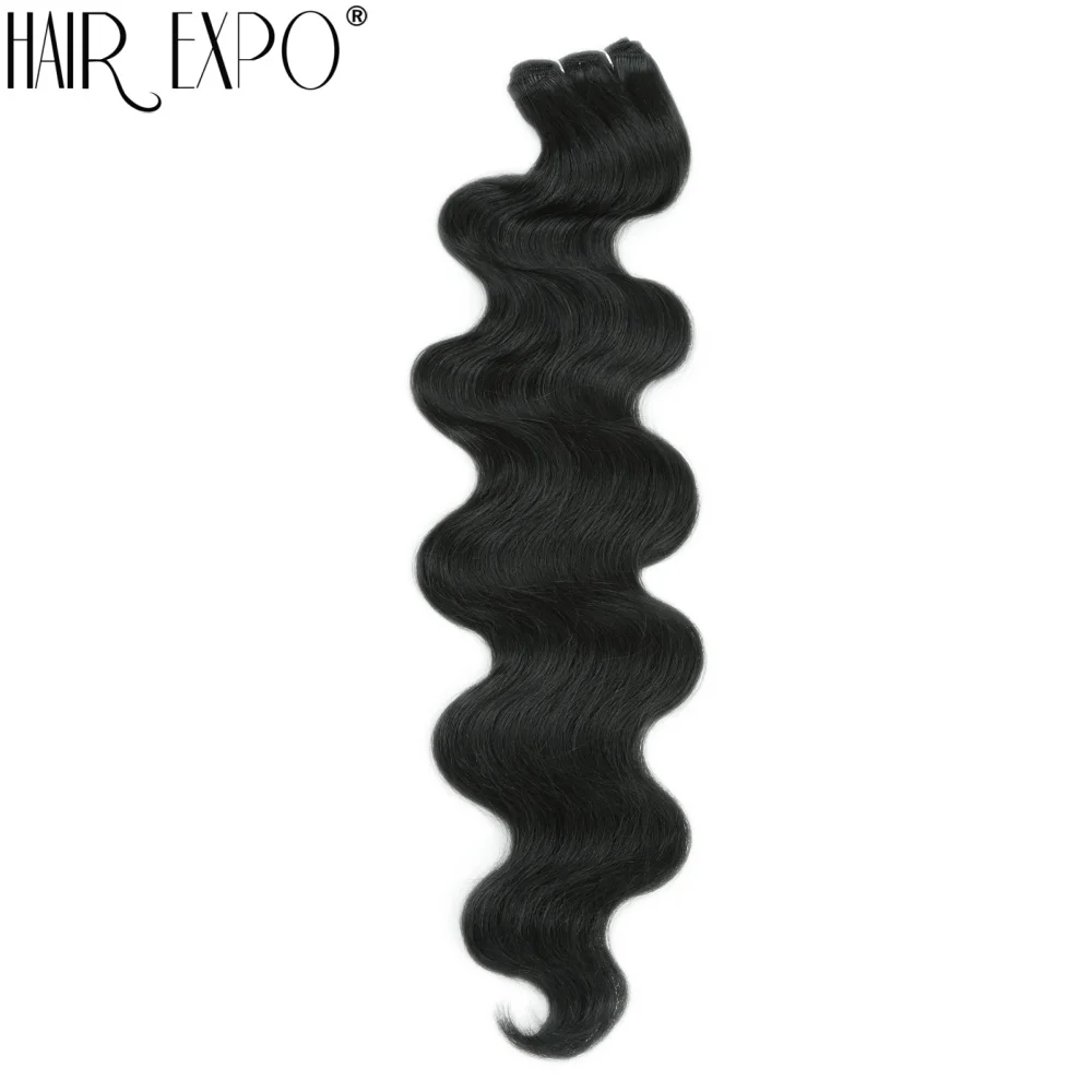 Body Wave Haarbündel 24 Zoll Piano Blonde Natürliche Synthetische Haarverlängerungen Ombre Dicker Pferdeschwanz Lockiges Haar zum Weben für Frauen – Detail 6