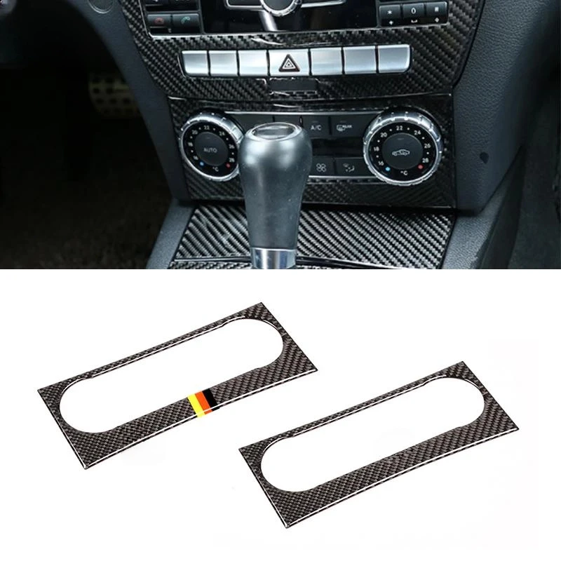 

For Mercedes Benz C Class W204 2010 2011 2012 2013 Carbon Fiber Air Condition Panel Audio Control Frame Cover Sticker Trim