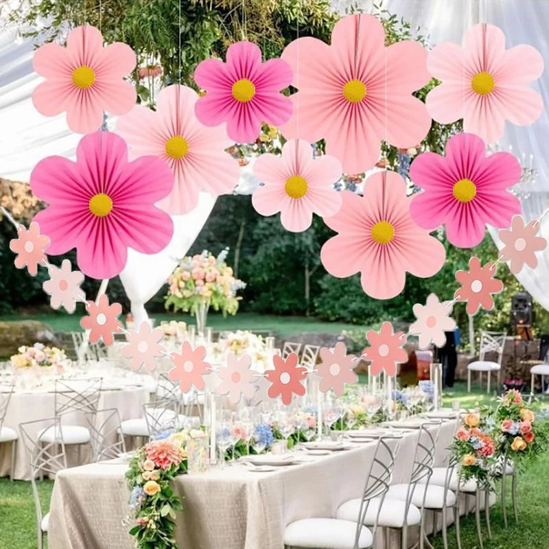 10 Stück Papierblumen-Dekorationen, Party-Papierfächer, florale Pom Poms, florale Hintergrunddekoration für Hochzeiten, Geburtstagsfeiern, Dekorationen – Detail 8