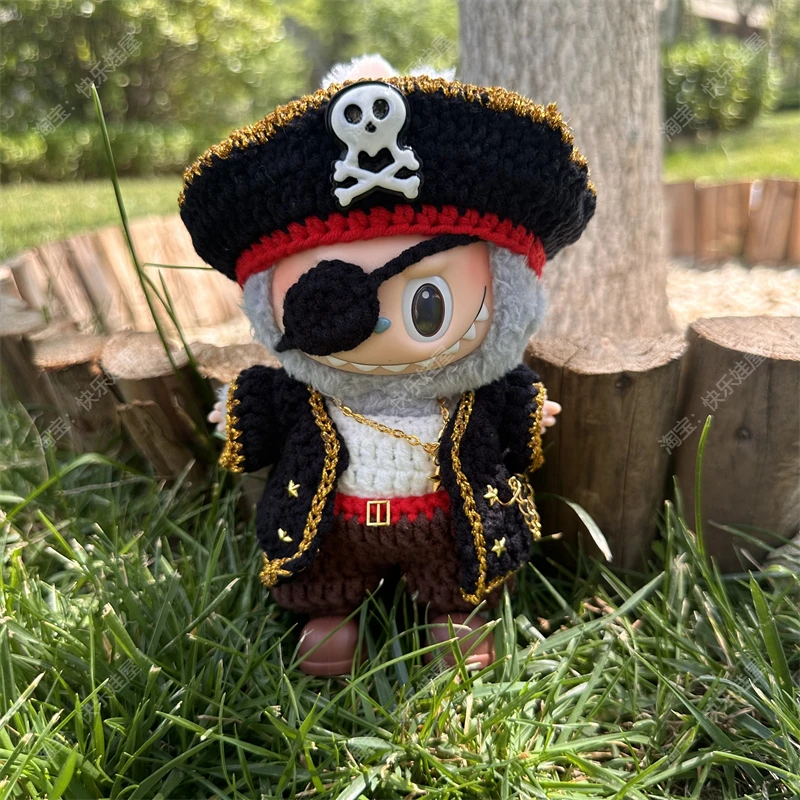 

New 17cm Labubu Universal Baby Clothes Creative Pirate Costume Vinyl Pendant Doll Baby Clothes Exquisite Hand-Made Doll Gifts