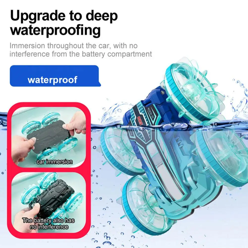 Amphibious Remote Control Car Boat  Colorful Light Music 4WD 2.4G Gesture Sensing Double Drift Stunt Car Children's Toys Gifts