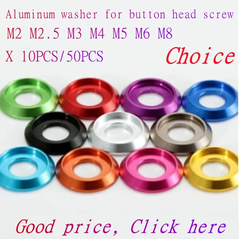 10pcs-50pcs aluminum round washer M2 M2.5 M3 M4 M5 M6 M8 colourful Aluminum cup head washer for button head screw bolts