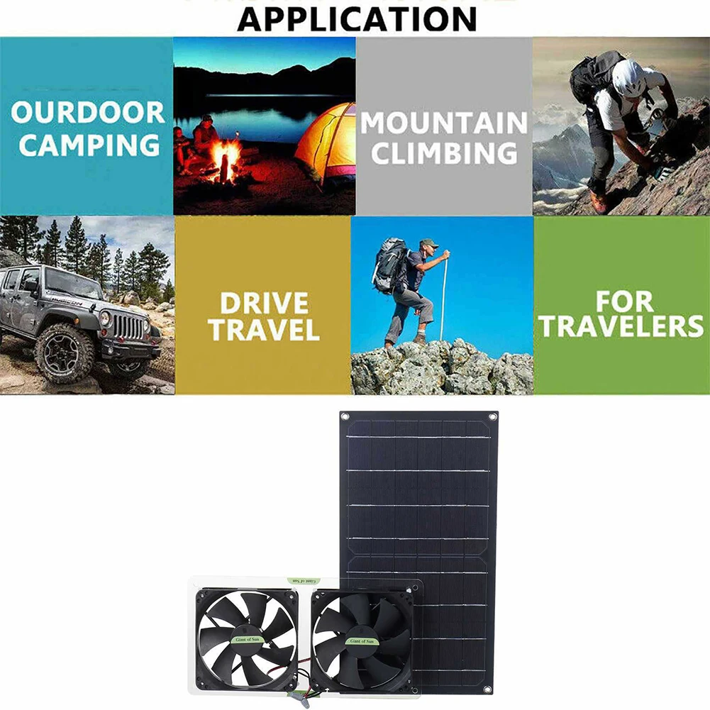 100W Solar Power Exhaust Fan Solar Panel With Dual Fans For Dog Chicken Coop RV Ventilation Solar Power Accessories