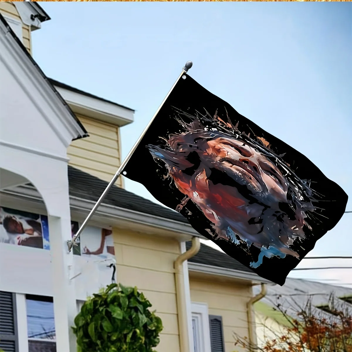 Jesus Christ Crown of Thorns Polyester Flag Religious Banner Outdoor Display Metal Grommets