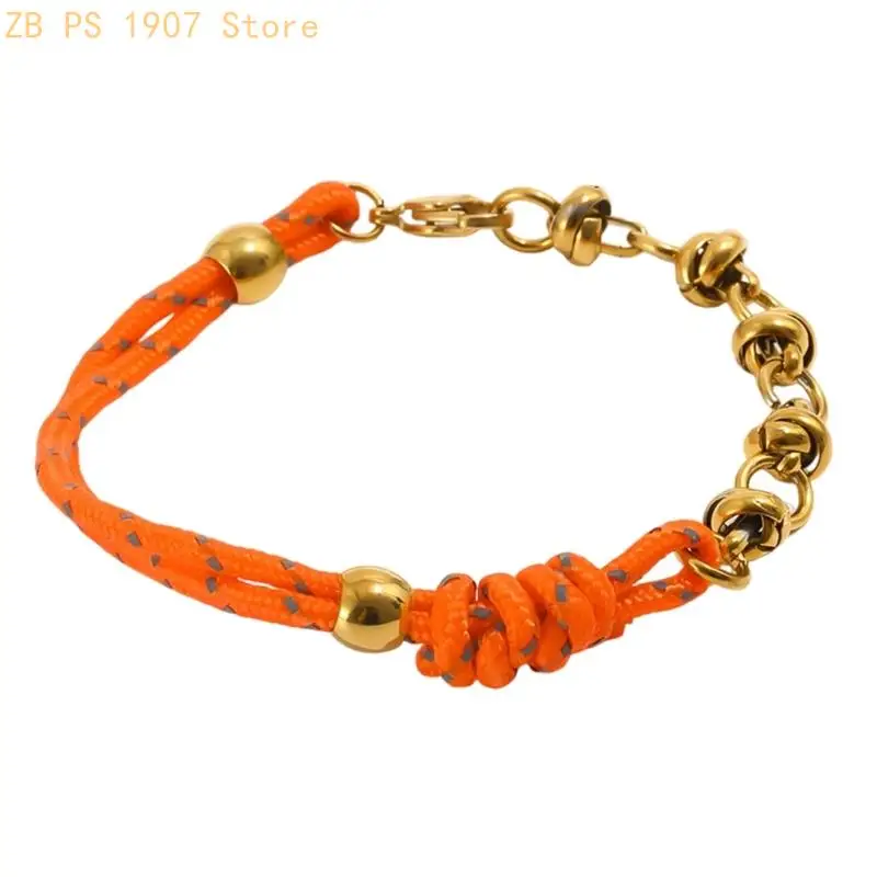 Braided Cord Bracelet with Gold-Tone Accent and Easy Clasp Closure 55KA