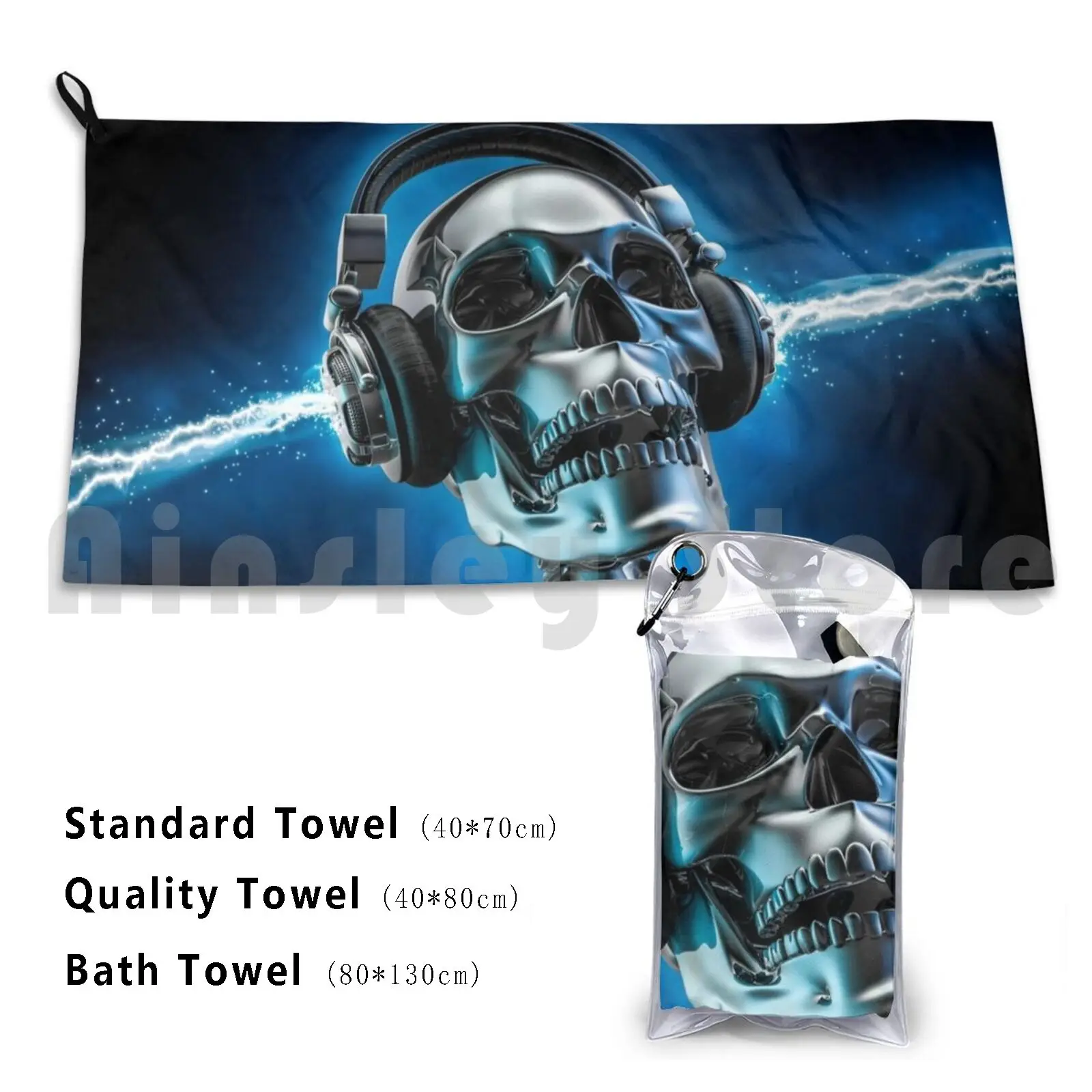 Soul Music Custom Towel Bath Towel Music Disco Rock Pop Headphone Headphones Skull Skeleton