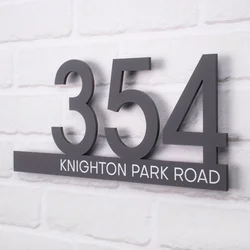 Custom Waterproof Acrylic House Number Plate 3D Cut acrylic House Number Outdoor UV Print Black White Grey address sign outdoor