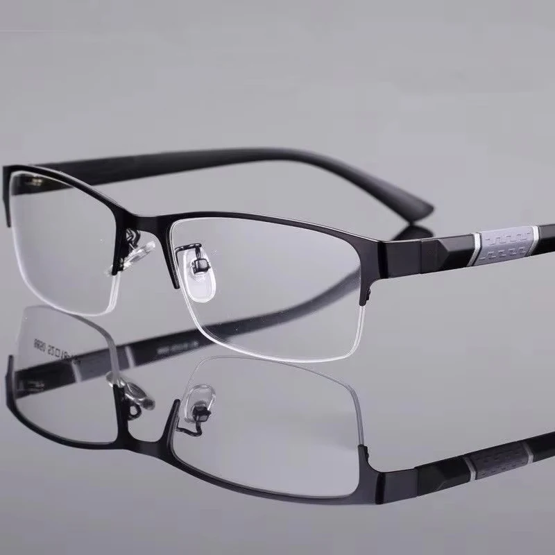 Herren Vintage Business photo chrome Myopie Brille Halb rahmen Metall blaues Licht blockierende Brillen klassische UV-Sonnenbrillen
