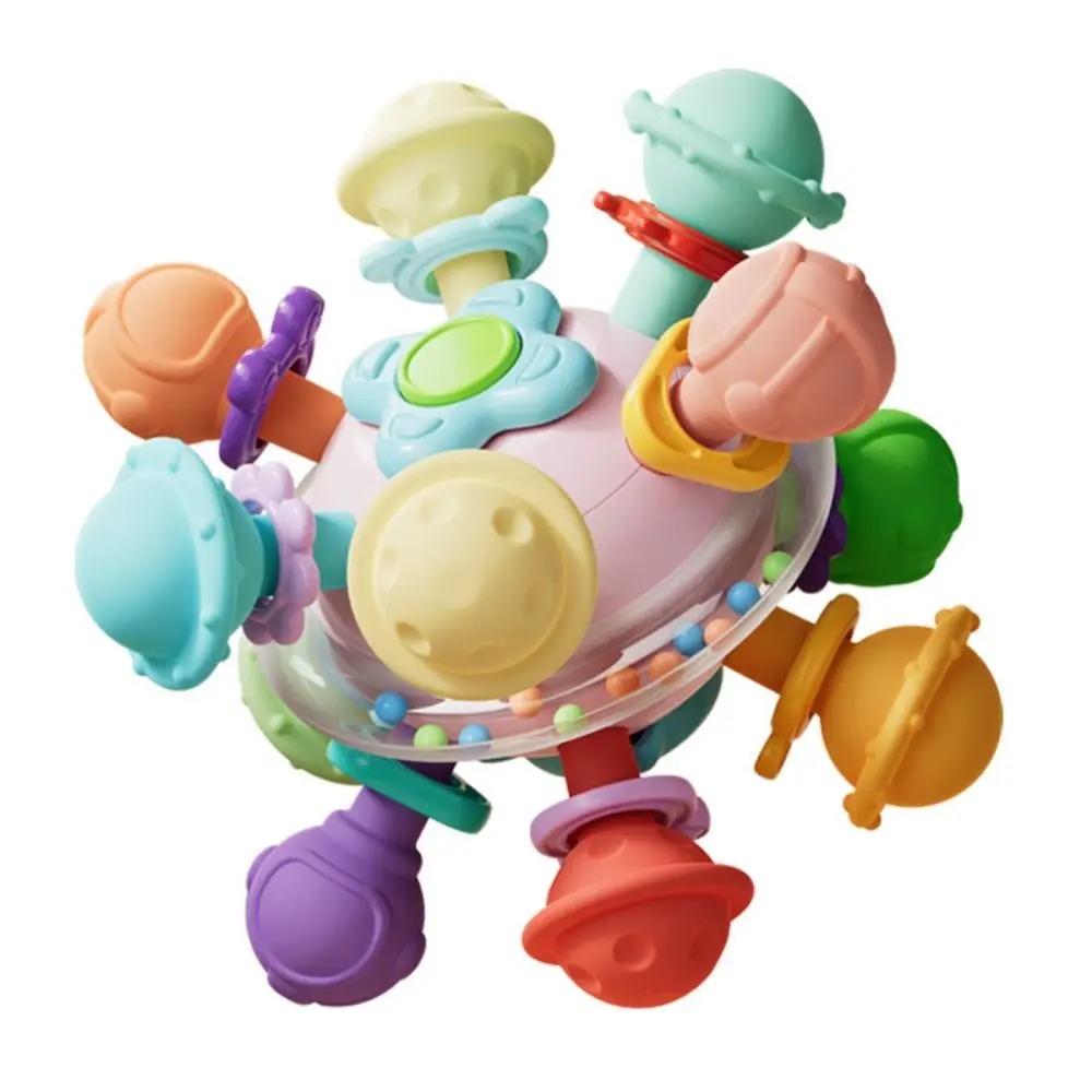 Giocattoli per sonagli per bambini per uso alimentare Giocattolo per bambini multi-sensoriale senza piombo colorato Giocattoli da masticare sensoriali durevoli di sicurezza per bambini 3-18 mesi