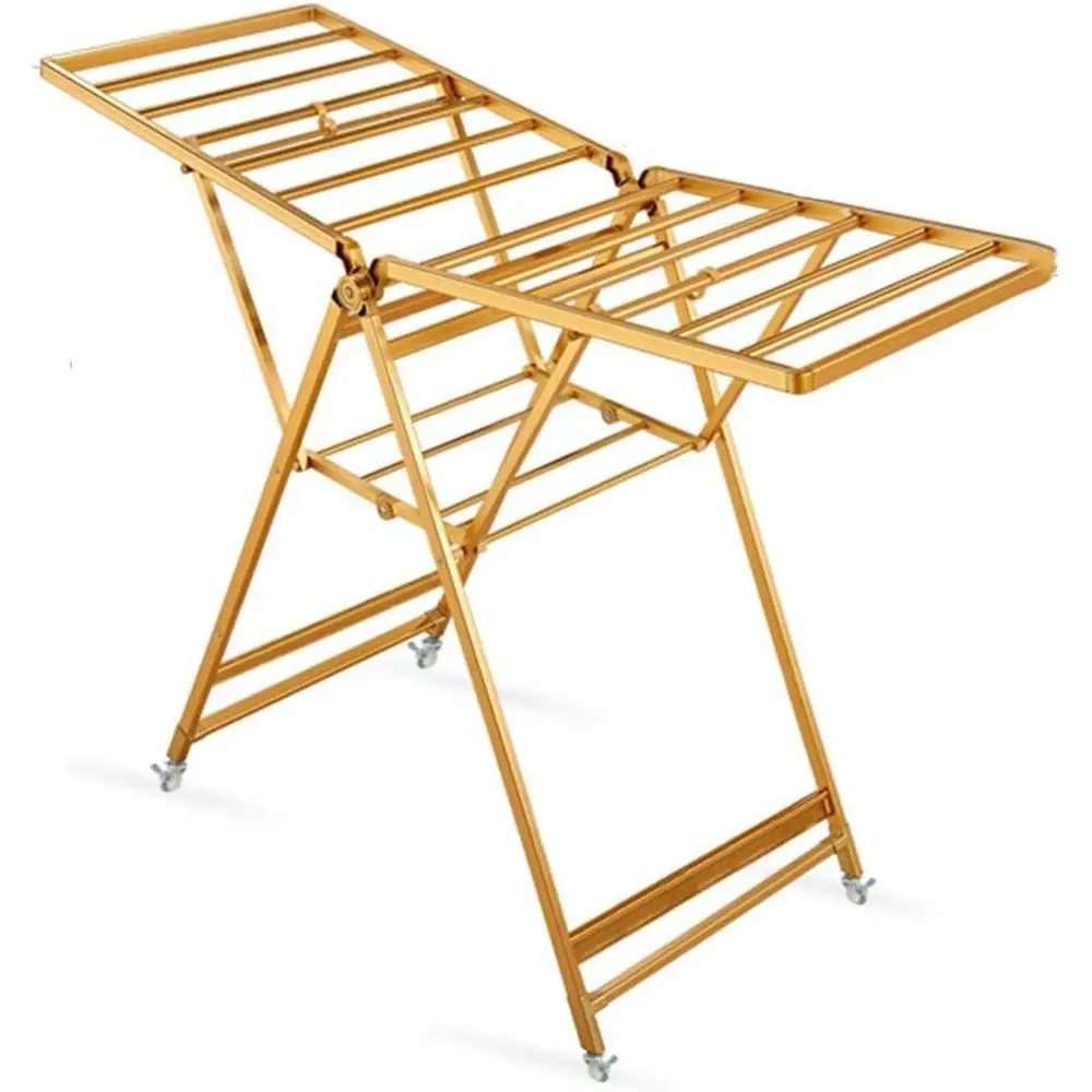 

Gold-Colored Metal Folding Indoor/Outdoor Clothes Drying Rack