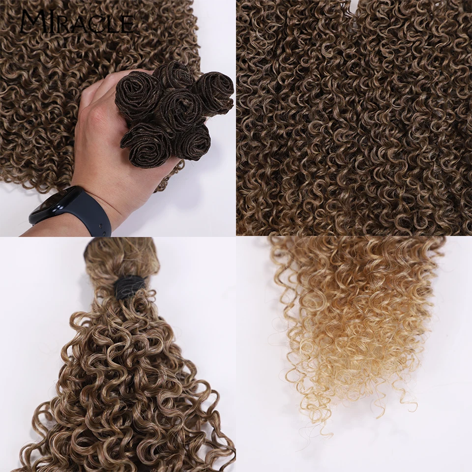 MIRACLE bundel keriting eksternal sintetis untuk wanita serat 6 buah/Set 22 "24" 26 "Eksternal kepang rambut coklat