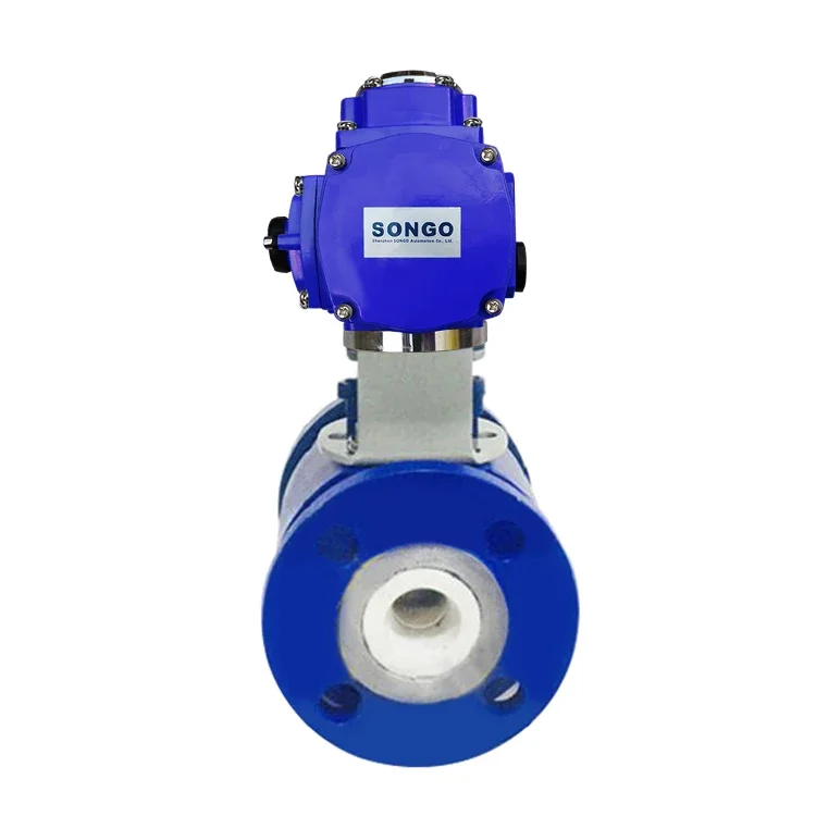 SONGO DN65 AC 380V Resistance to corrosion and wear WCB ceramic lining electric explosion proof actuator ball valve