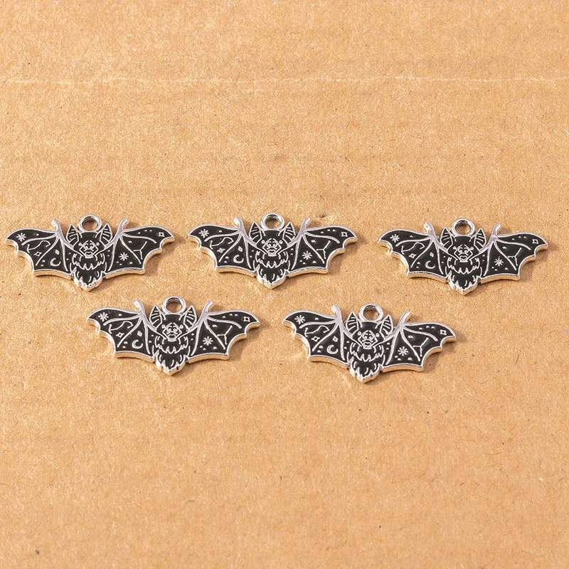 10Pcs Metal Bat Charms Halloween Skull Pumpkin Charm Pendants for Making Necklace Bracelet Handmade DIY Jewelry Findings