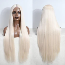 Synthetic Lace Wigs For Women Long Straight Synthetic Lace WIg 36 Inch  Blonde Lace Wig Cosplay Blonde Wig Synthetic Lace Wig