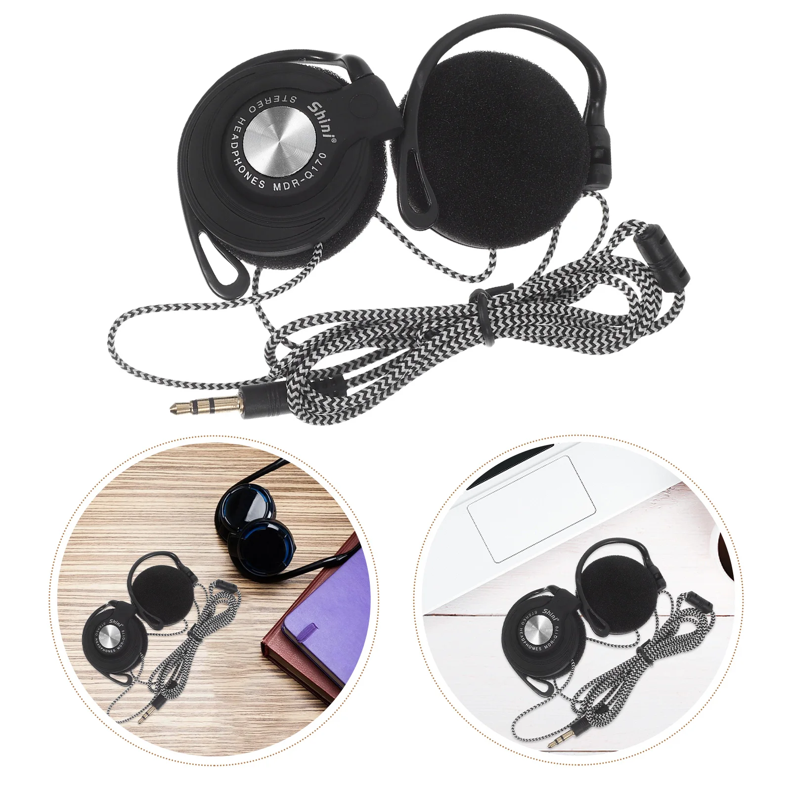 

Stylish Ear Hook Headphones 3.5Mm Comfortable Ear Pads Durable Cable Surround Sound Compatible With Phone Computer Dvd Sport