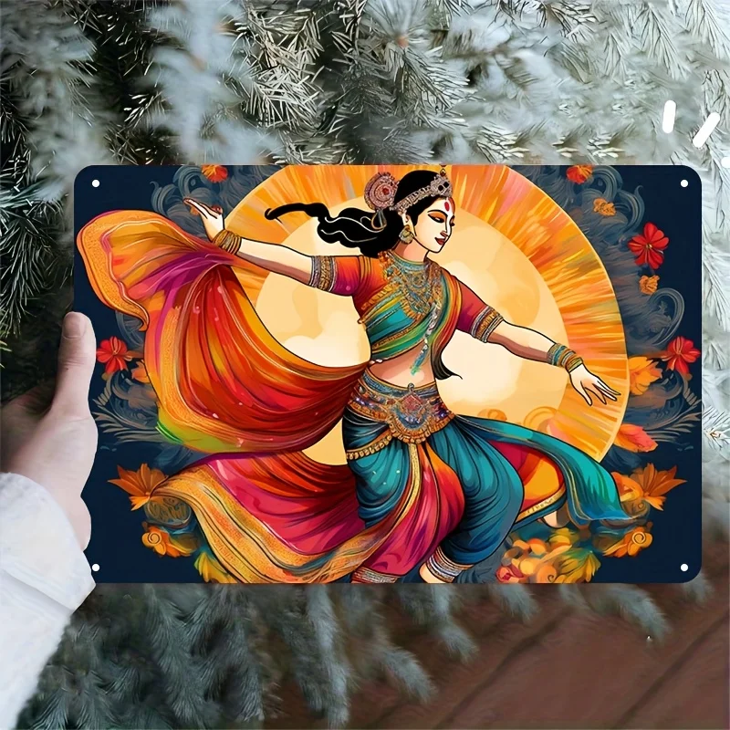 Vibrant Indian Dance Decorative Sign, HD Printed, Pre-Drilled, Ideal for Home, Perfect for Memorial Day, Mother'S Day, 2D Flat
