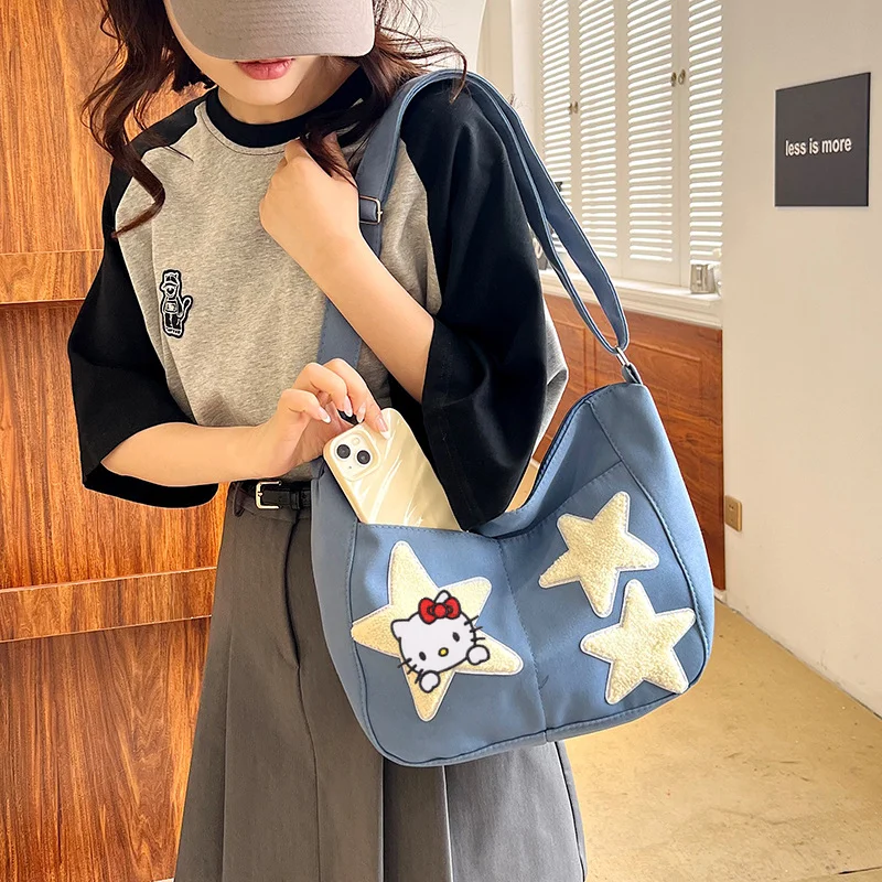 Sanrio Hallo Kitty große Kapazität Umhängetasche Mädchen Mode fünfeckige Stern Umhängetasche neue Tasche Handtasche