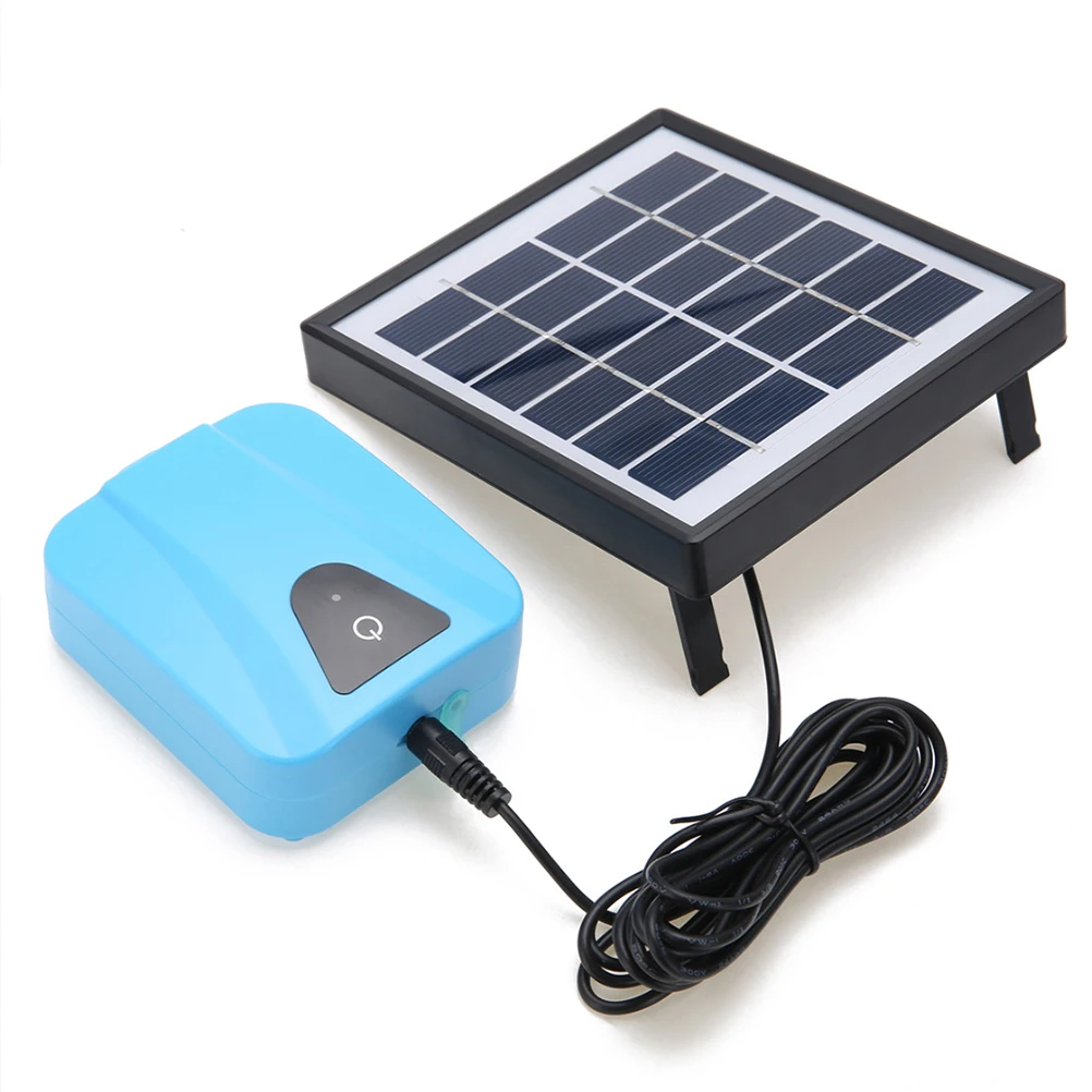 

Solar Air Pump Fish Tank Pond Aquarium Adjustable Valve Low Noise Energy Saving Hydroponic Fish Pond Pump Blue