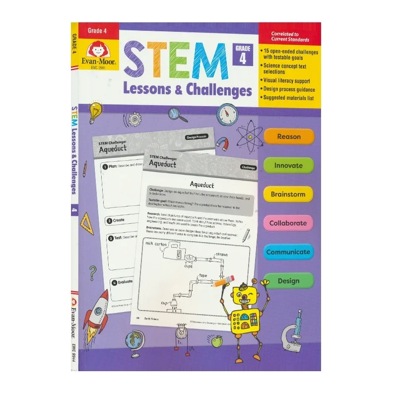 Evan-Moor Stem Lessons and Challenges, Grade 4 Workbook,aged 8 9 10 11, English book 9781629388649