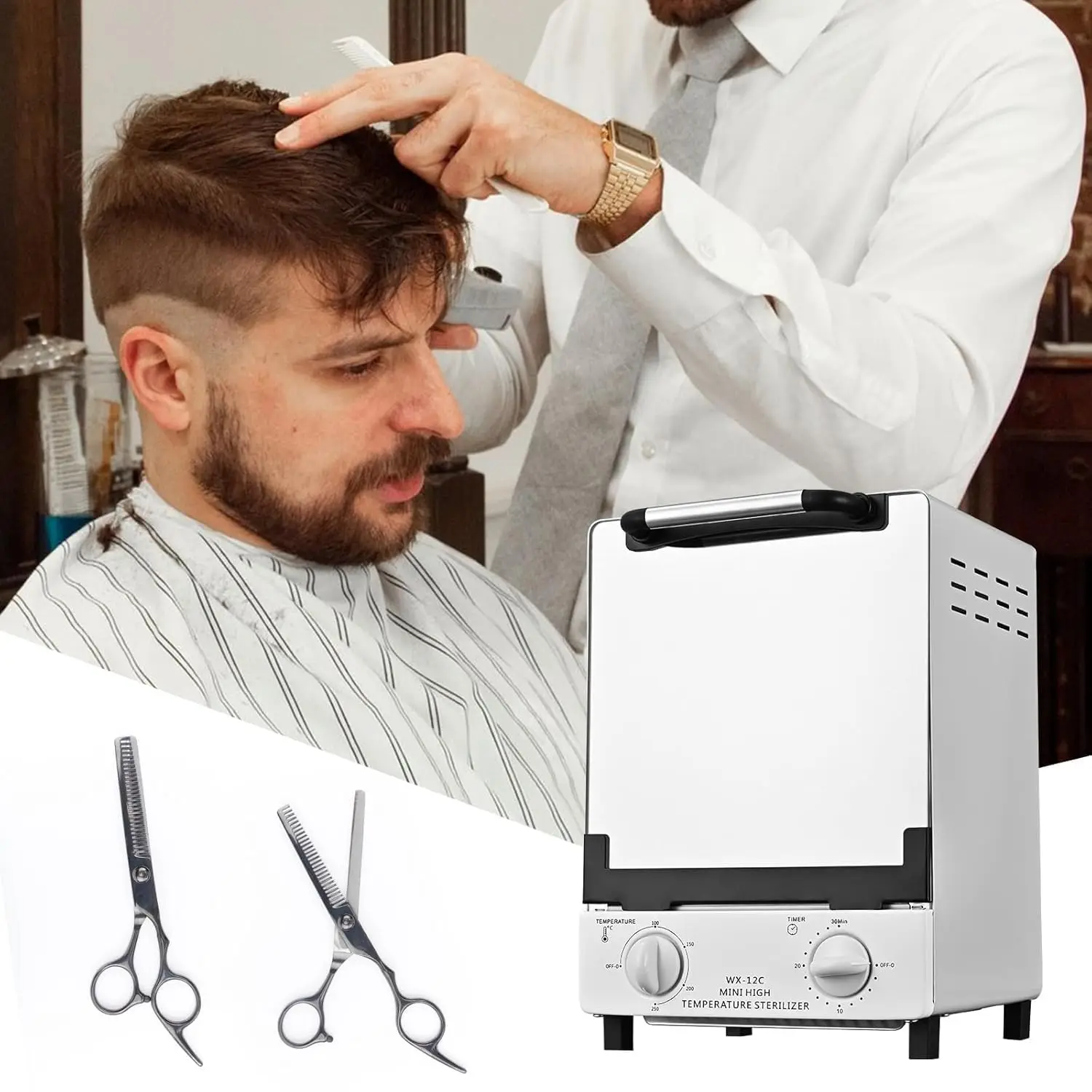 Nail Tool Sterilizer High Temperature Cleaning Drying Oven Double Layer Nail Sterilizer with Temperature and Timer Controls - view 6