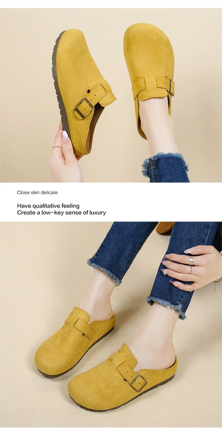 Damen-Freizeitsandalen, Slipper im koreanischen Stil, flache Loafer, rückenfreie Slipper, trendige Alltagsschuhe für draußen. – Detail 3