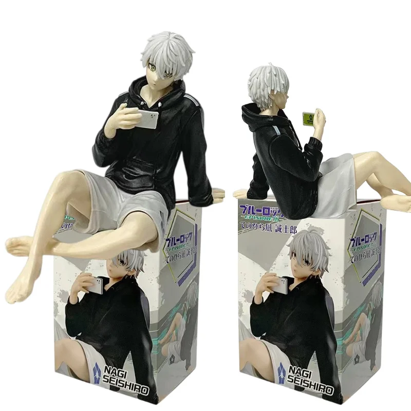 Anime Blue Lock Nagi Seishiro 8,5cm Sitzende Selfie-Puppe Modellfigur Skulptur Dekoration Modell Spielzeug Geschenk