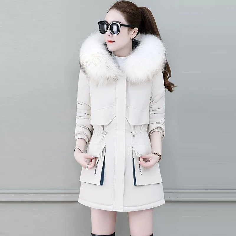 New Thicke Overcoming Women Parkas Fashion Korean Down Cotton Coat Winter Jacket Mid Length Outerwear Female Windbreakers