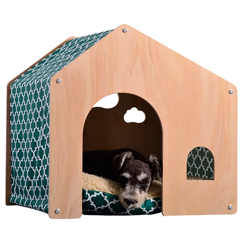 Imagem -04 - Estilo Japonês e Coreano Tenda de Luxo Leve Dossel Design Cabana de Madeira Ninho de Gato e Cachorro Quatro Estações