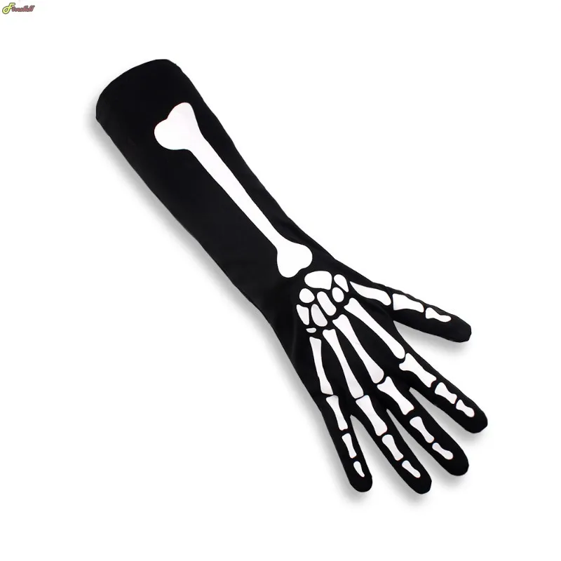 Halloween luvas decorativas esqueleto médio longo luvas fantasma festival evento combinando mão osso luvas acessórios de festa
