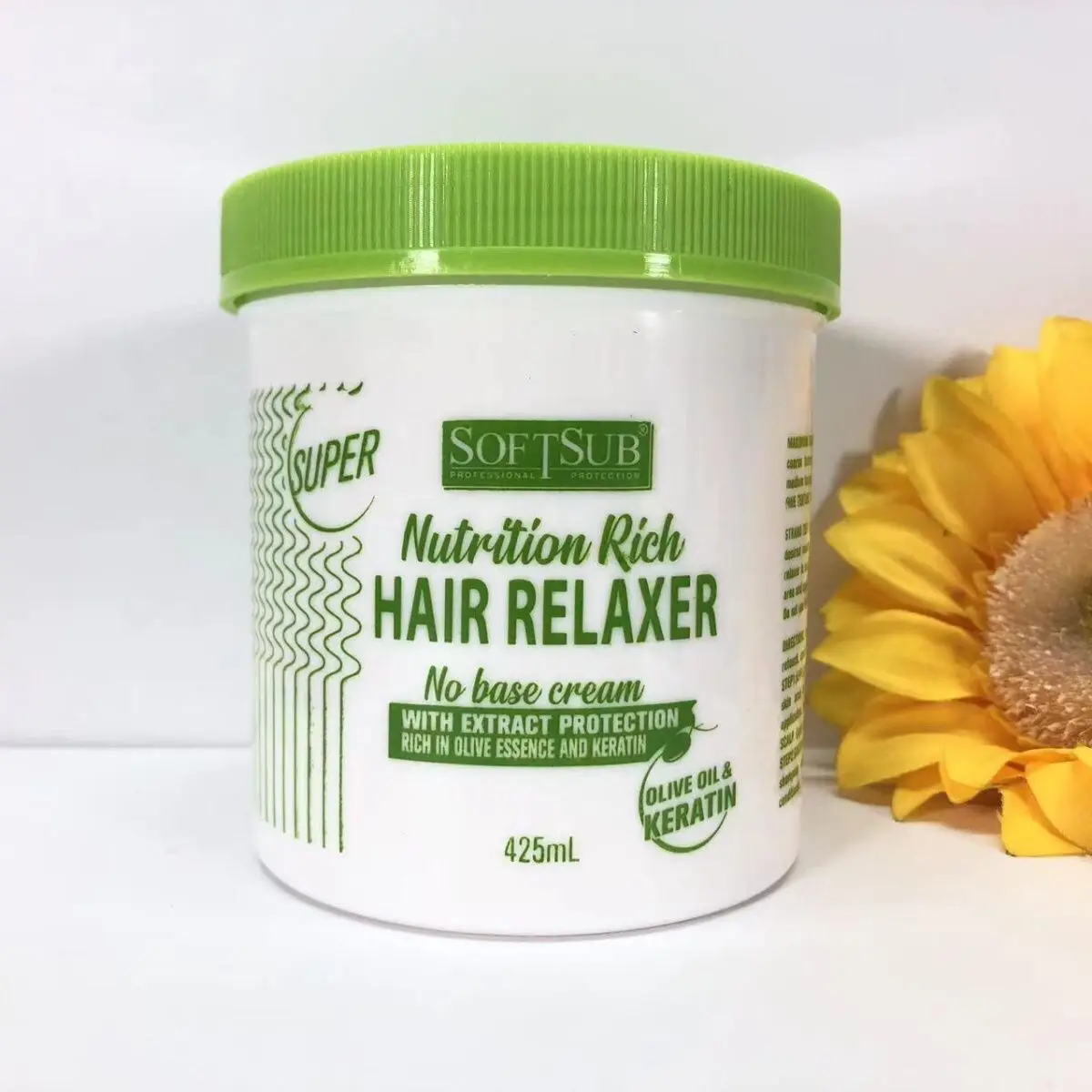 

African hair relaxer rich in olive and keratin