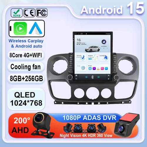 ルノー・マスター、日産NV400、オペル・モバノ（2010-2021）用カーアンドロイド15、ナビゲーションタッチスクリーンマルチメディアプレーヤーヘッドユニットGPS