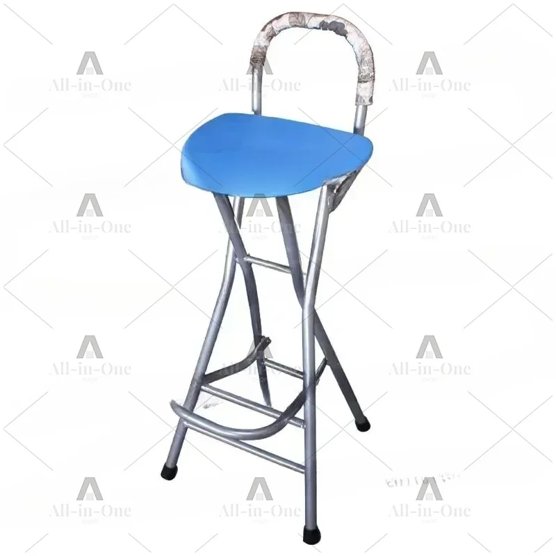 BS-02B Modern Simplicity Front Desk Chair Fishing Stool Pipe Folding Balcony Carbon Steel Portable Bar High Stool with Footrest