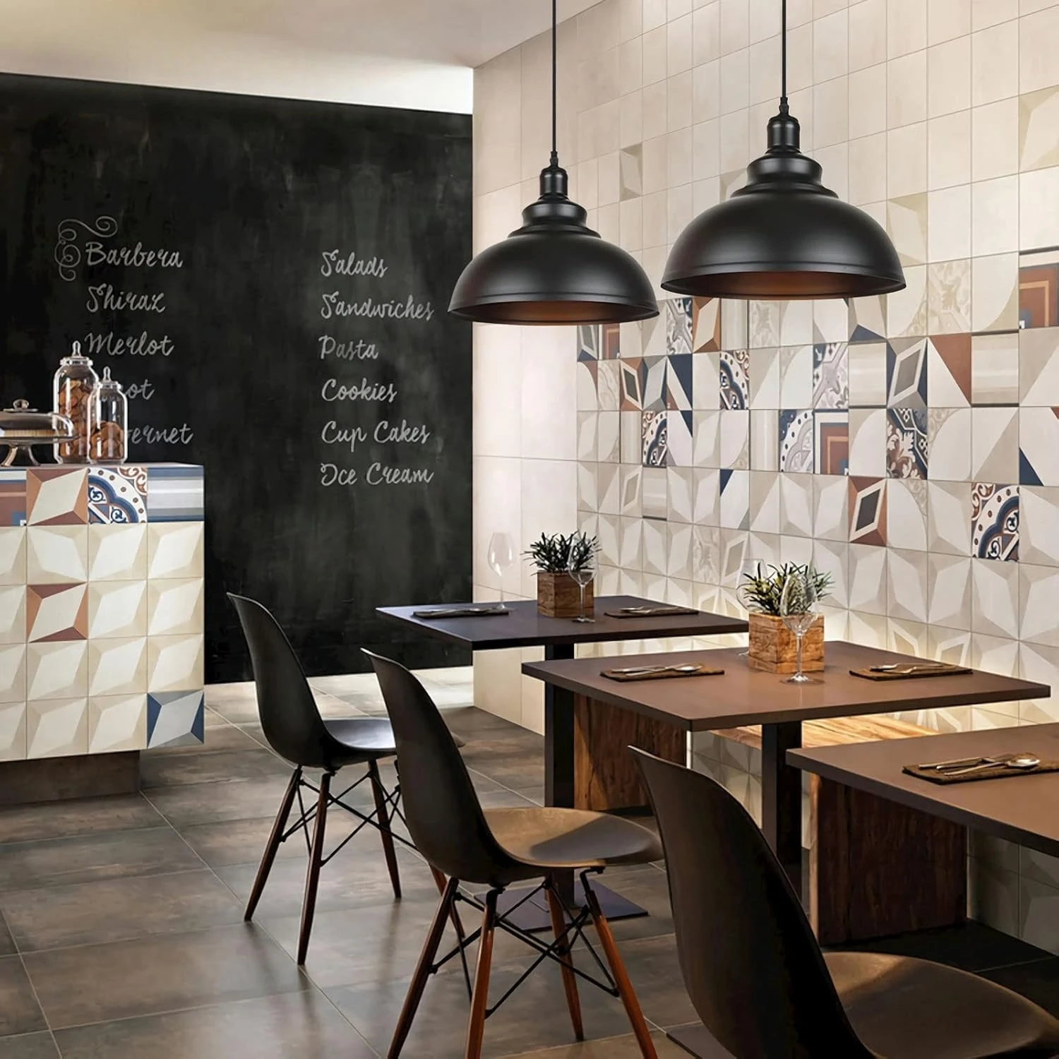 JOYINLED Retro Black Pendant Light Industrial Hanging Lights Metal Barn Farmhouse Kitchen Lighting E27 Ceiling Mount Fixture