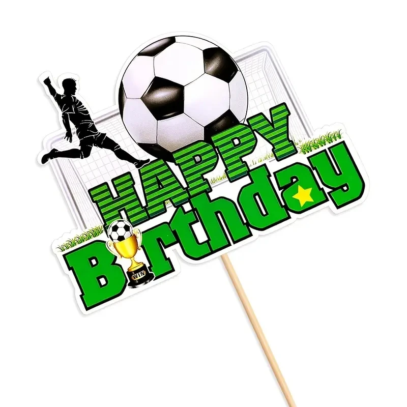 1pc Soccer Cake Topper Happy Birthday Sign Football Player Cake Decorations For Sport Theme Birthday Party Supplies