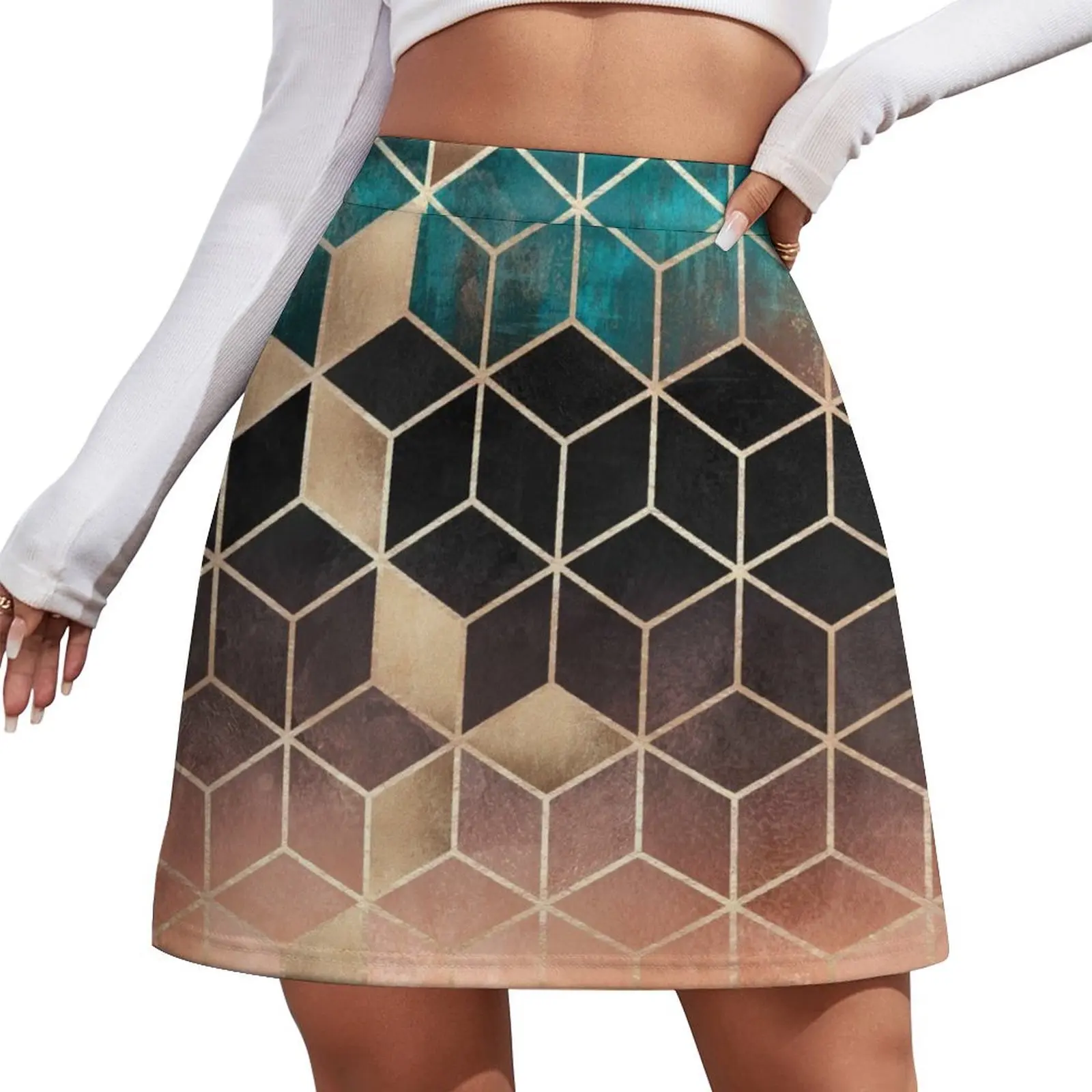 

Ombre Dream Cubes Mini Skirt Sexy mini skirt skirt for women Clothing female