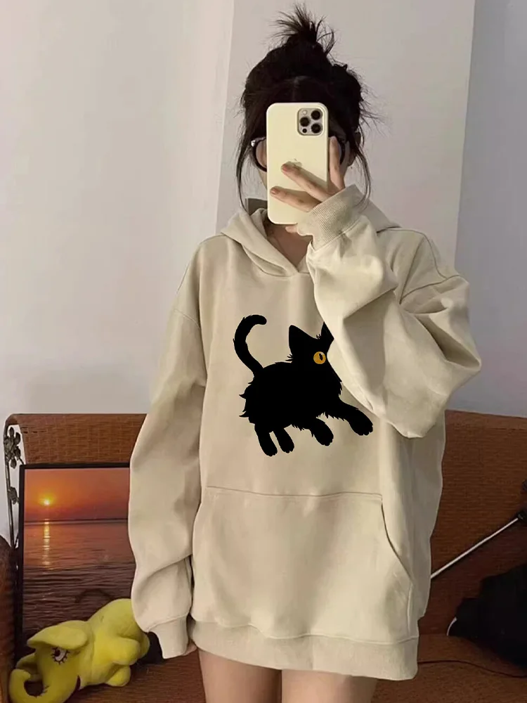 

Женская толстовка с капюшоном в мультяшном стиле, весна-осень, тонкая, свободного кроя, длинный рукав, хлопок/полиэстер, свитшот, куртка