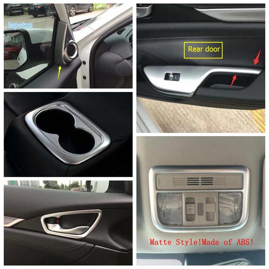 

Matte Pillar A Tweeter Reading Lamp Water Cup Holder Window Lift Button Decoration Panel Cover Trim For Honda Civic 2016 - 2020