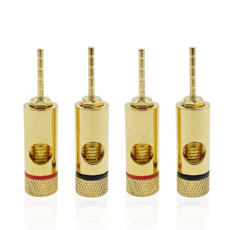 Imagem -05 - Banhado a Ouro Cobre Banana Plug Adapter Terminais Banana Retos Plugs para Alto-falantes Conector de Fiação mm Pcs Pares