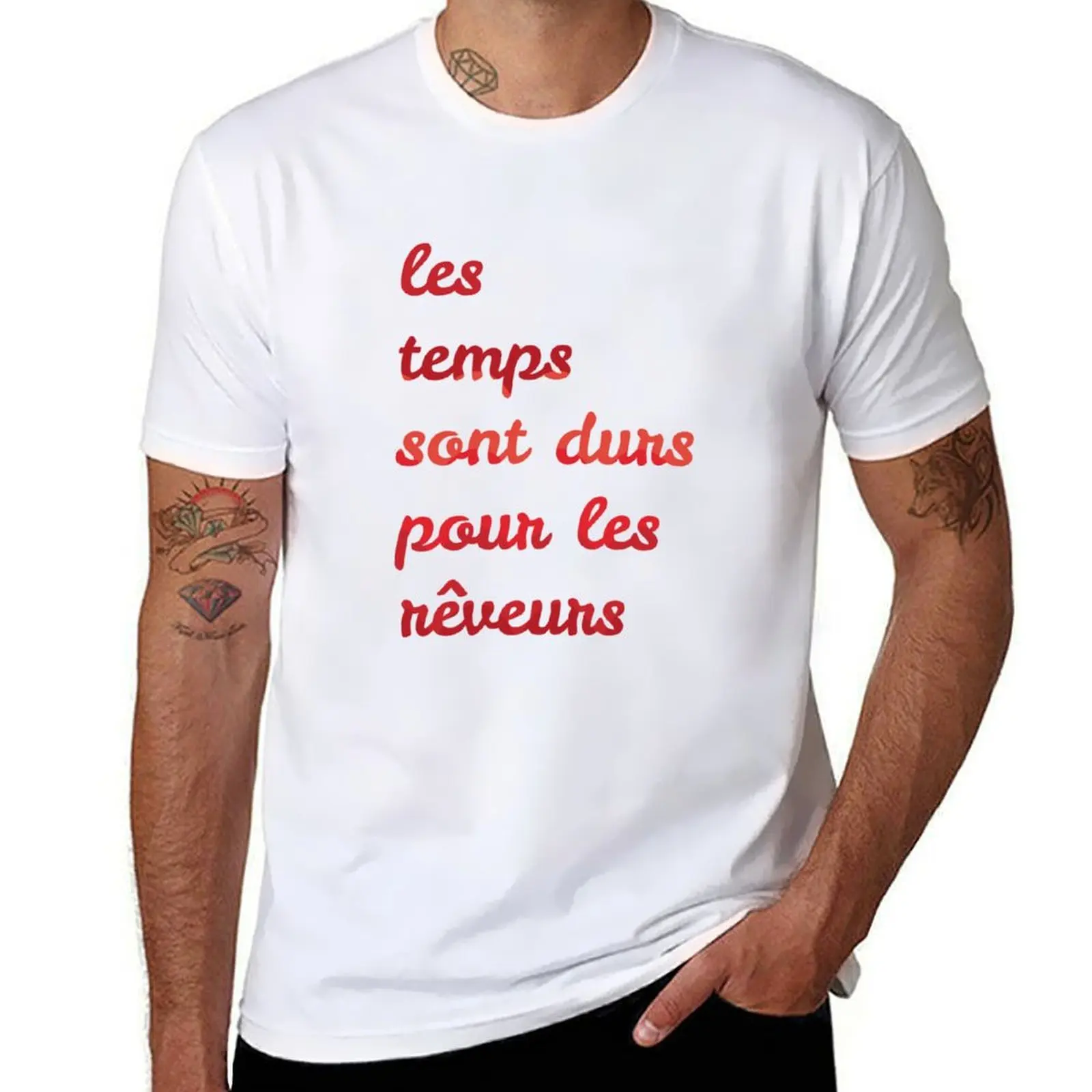 

les temps sont durs pour les rêveurs (amélie) T-Shirt printed t shirts for man cotton tshirt 100% T-Shirt
