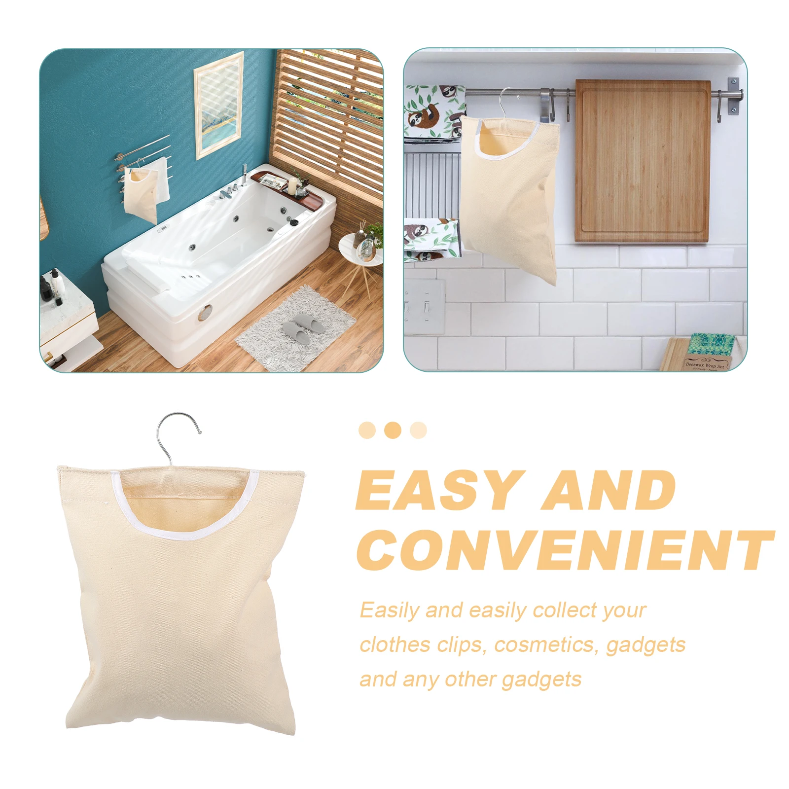 

1pc Multipurpose Hanging Storage Bags Clothespin Organizer Pouch Home Bathroom Kitchen Closet Organizer Hanging Bag For