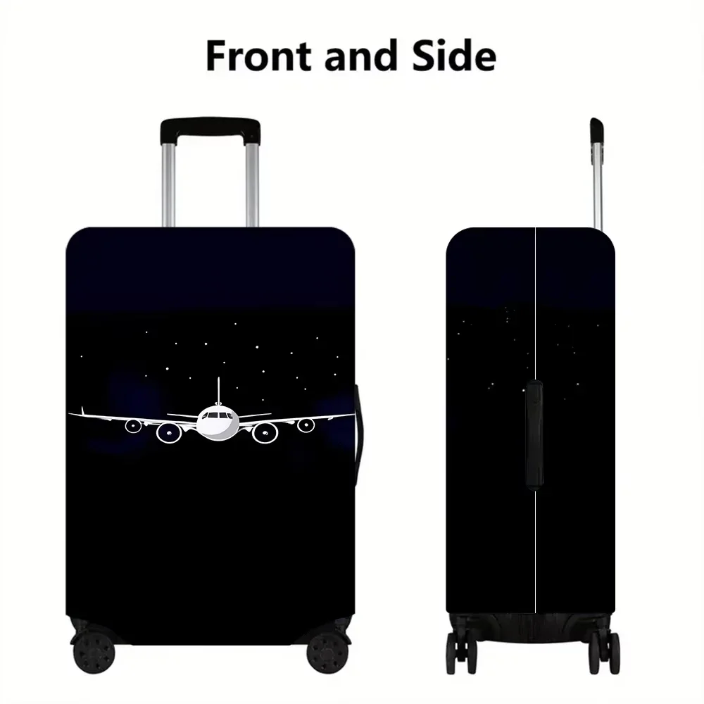Night Sky Airplane Print Elastic Luggage Cover Anti‑Scratch Dustproof Suitcase Protector For 18‑32 Inch Travel Bag